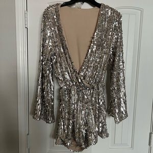 Silver + Rose Gold Sequined Romper